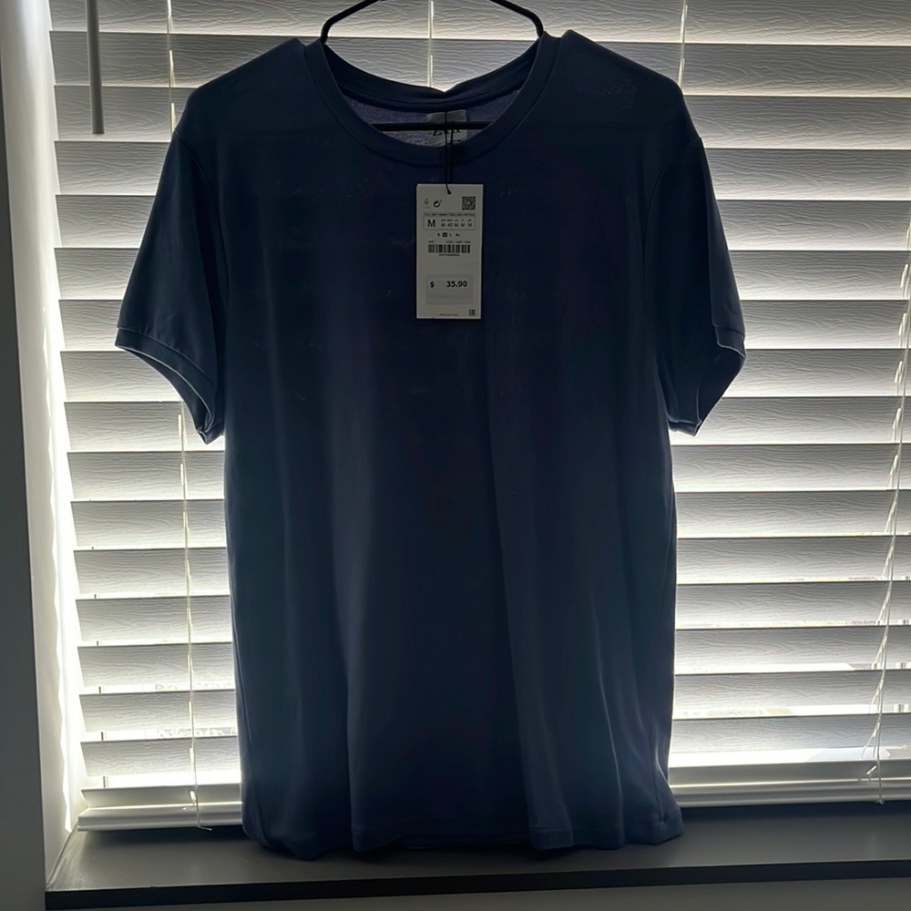 Zara mens t shirt medium brand new blue/lavender mix